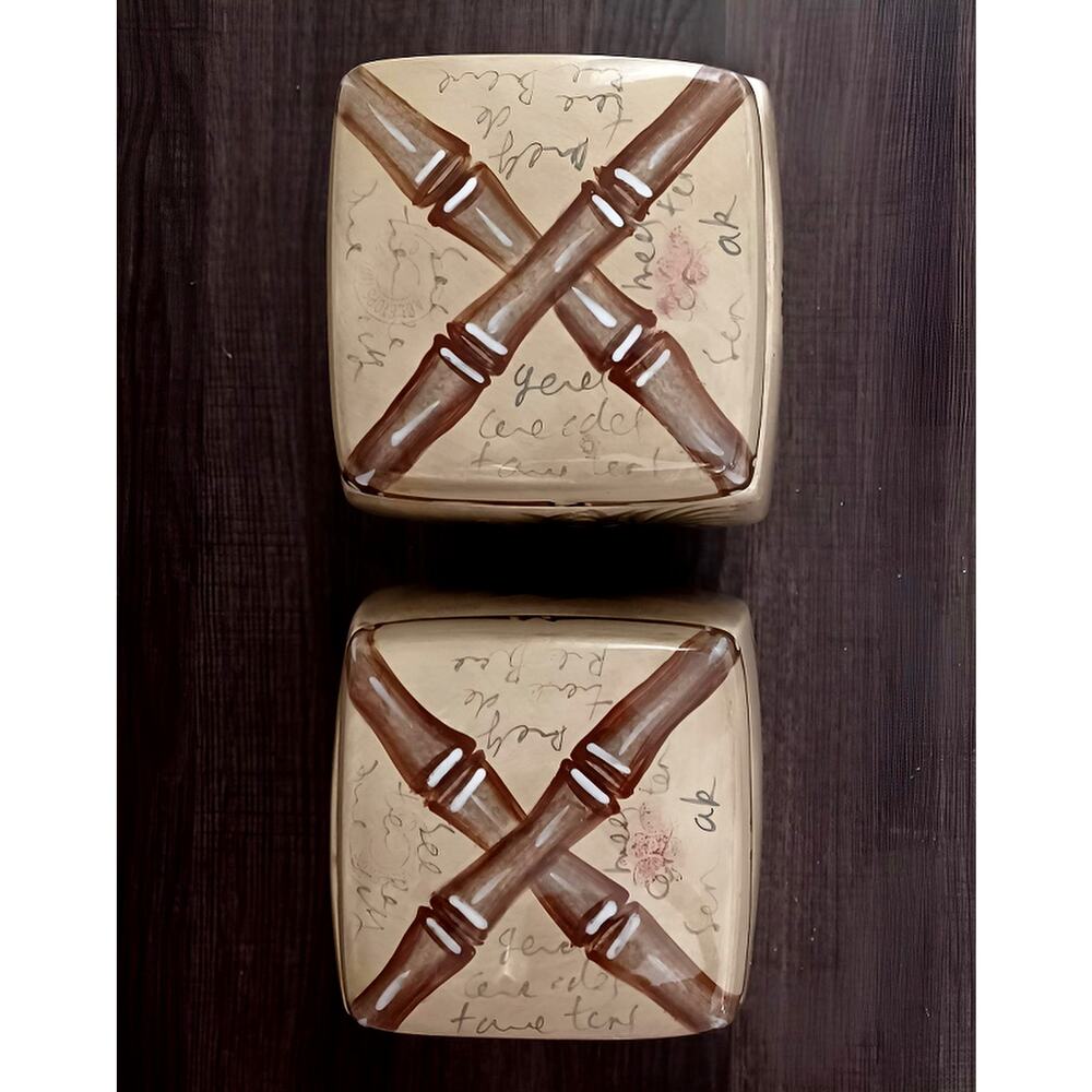 Tabletops Unlimited Bora Bora Palm Tree Ceramic Canisters Set of 2 RETIRED - Picture 10 of 14